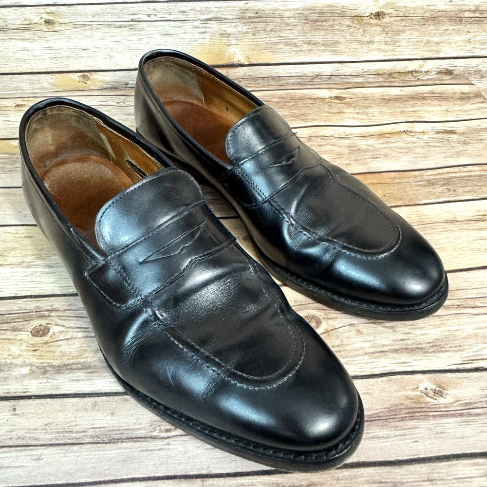 Allen Edmonds Mens Black Lake Forest Leather Slip On Loafer Shoes Size 14B